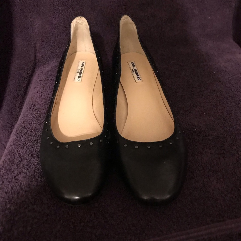 Karl Lagerfeld Leather Flats Shoes Size 9 - Picture 2 of 6
